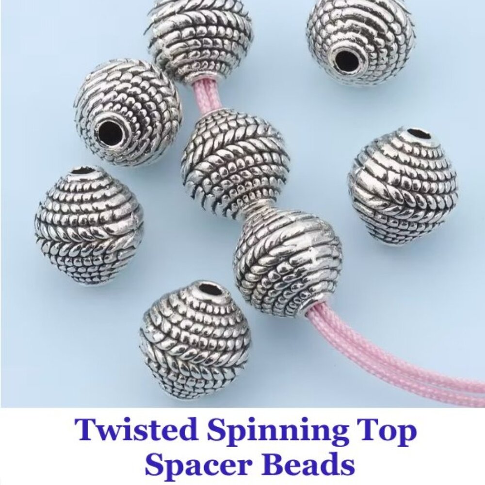 Twisted Spinning Top Spacer Beads  10 Beads